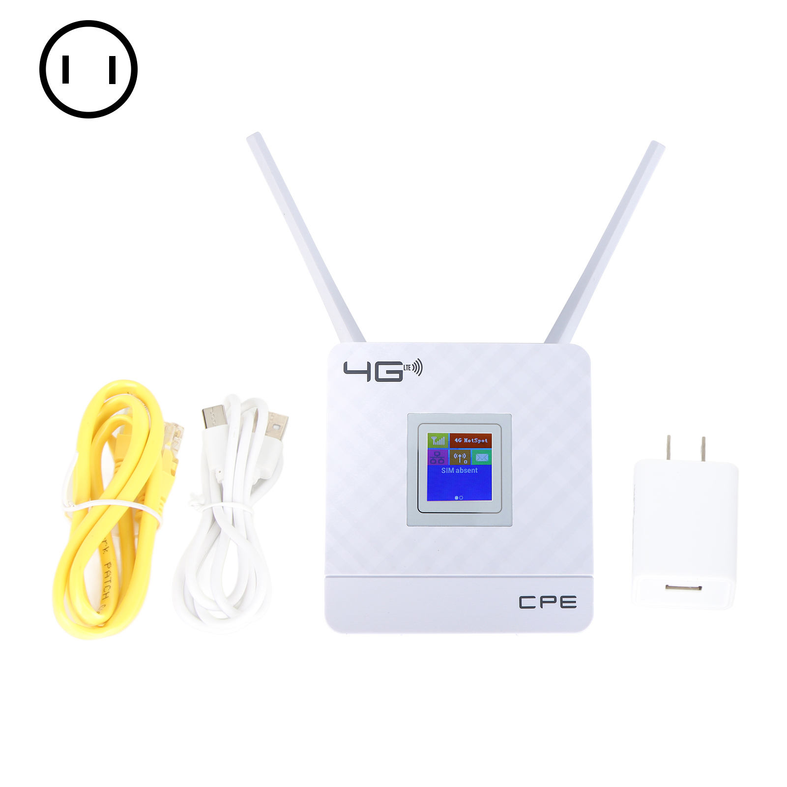 Tragbarer 4g-wlan-router Mit Externer Antenne, Sim-kartensteckplatz, Wan/lan-anschlüssen, 100–240-v-netzteil Und Us-stecker