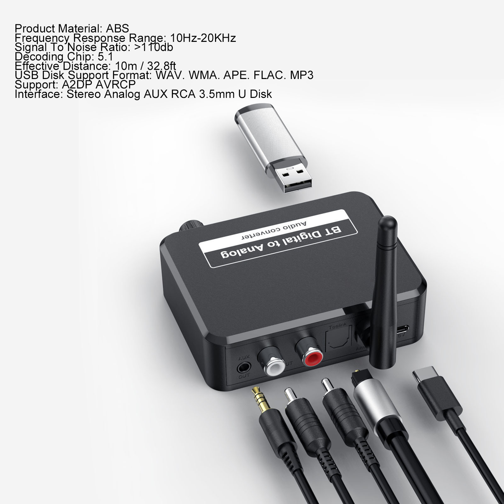 Bluetooth 5.1 Digital-analog-audiowandler Mit Rca-anschluss Für Ps3, Ps4, Dvd Und Heimkino