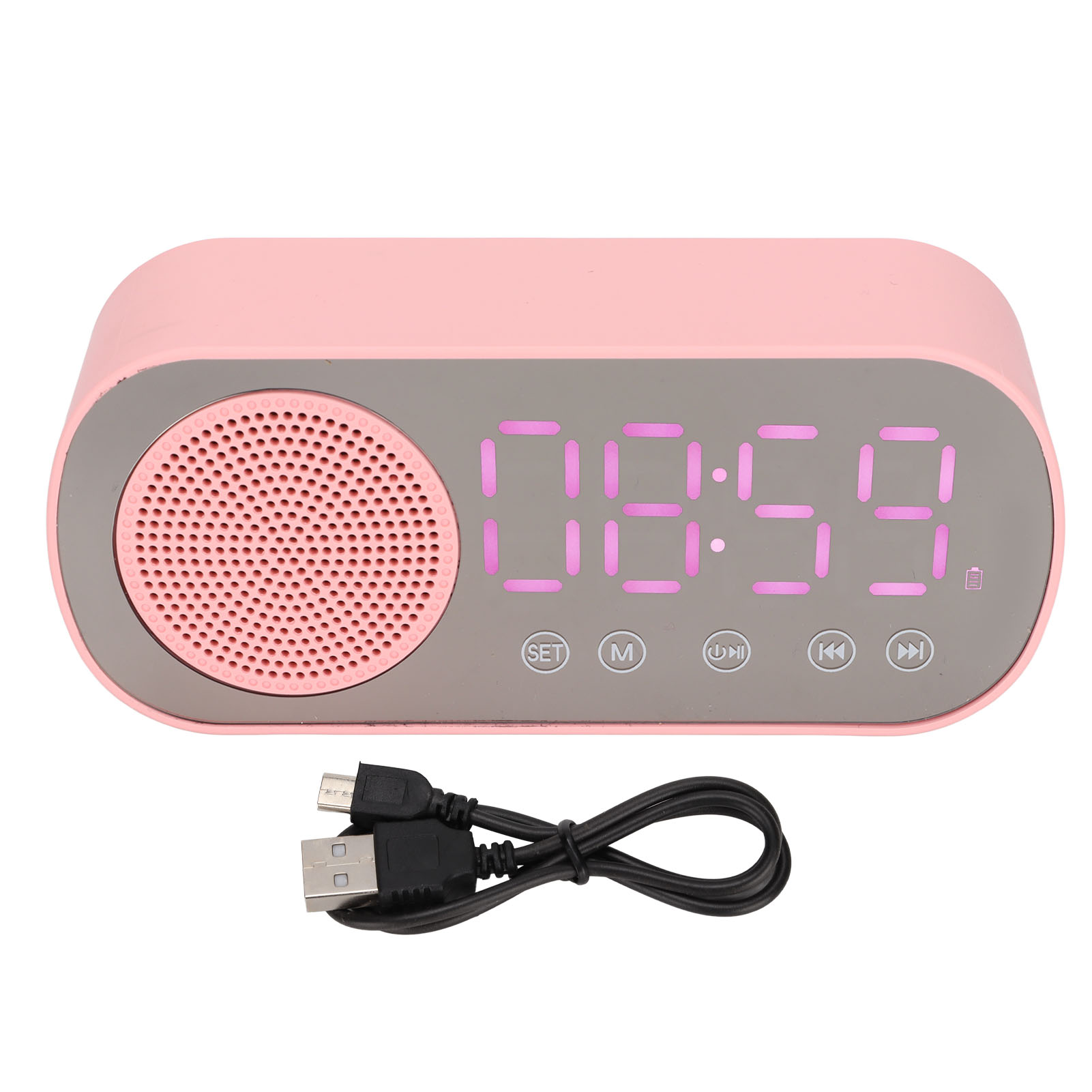 Bluetooth-wecker Mit Hifi-lautsprecher, Led-spiegeldisplay, Fm-radio Und Usb-digitaluhr Für Reisen Und Zum Lesen