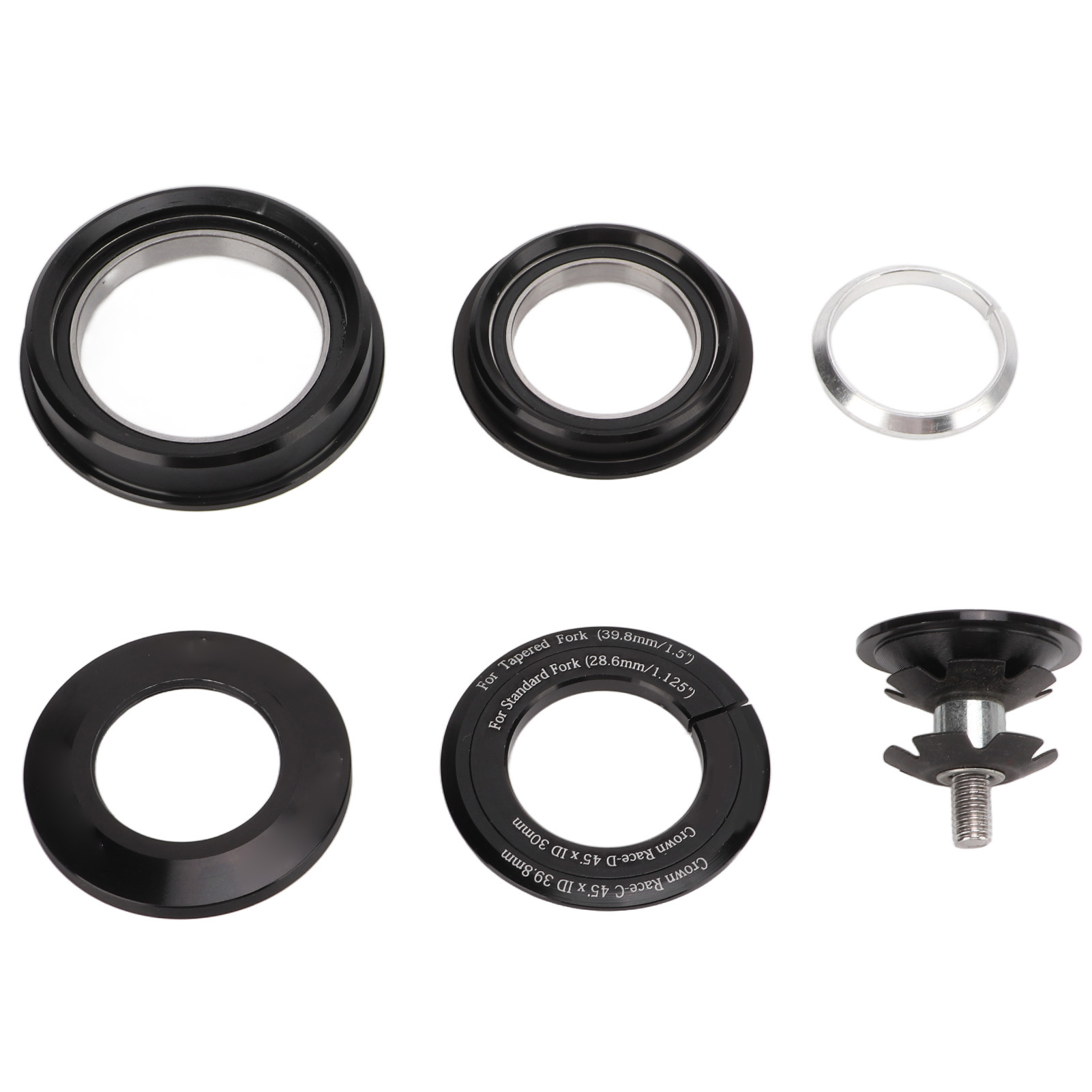 Risk Doppellager-steuersatz Für 44-56 Mm Vorderradgabel, Konisches Rohr Auf 28,6 Mm Gerades Rohr.