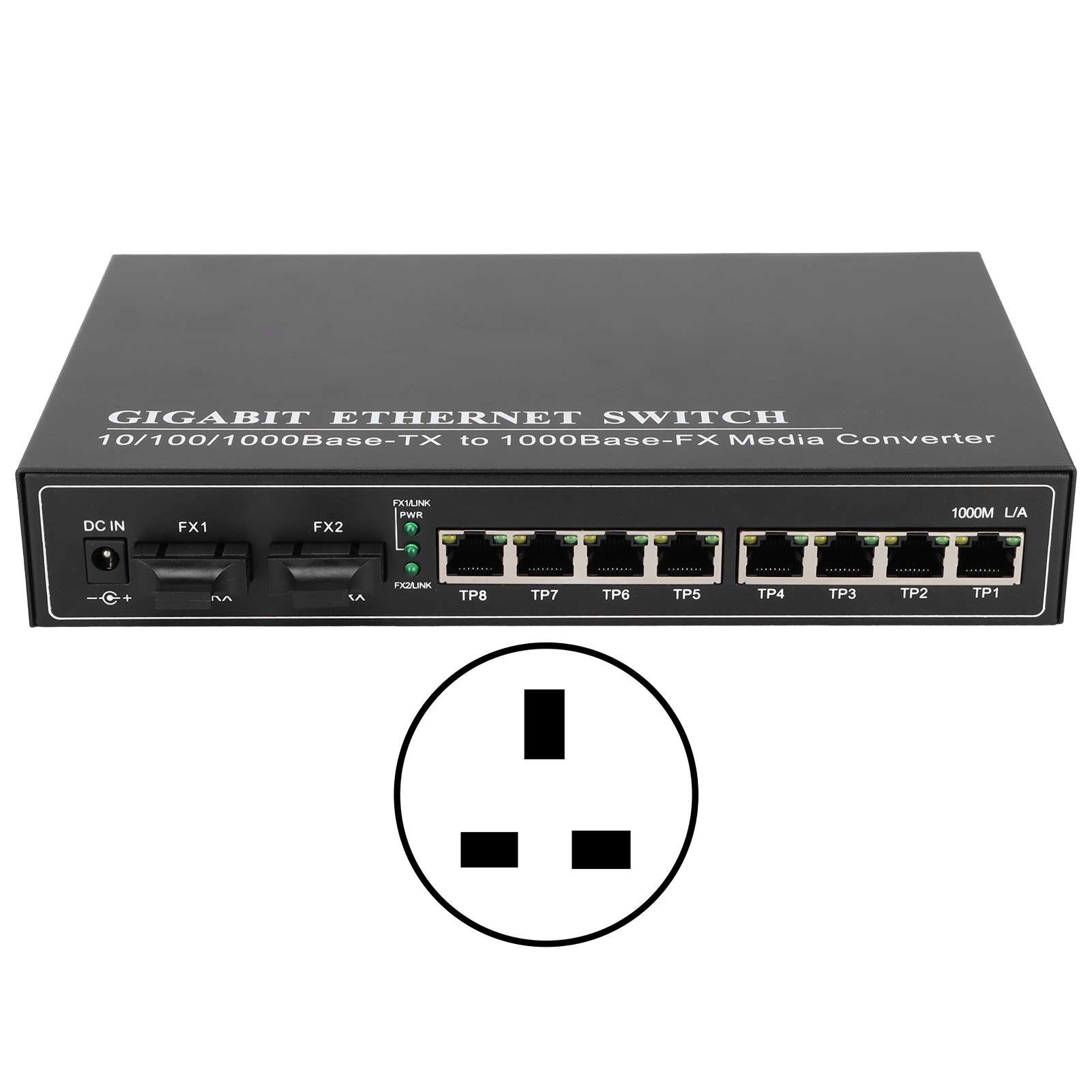 20 Km 1310 Nm Sc Ethernet Glasfaser-medienkonverter, Dual Fiber Single Mode Switch Tbcmc3728ged20, 100-250 V (uk-stecker)