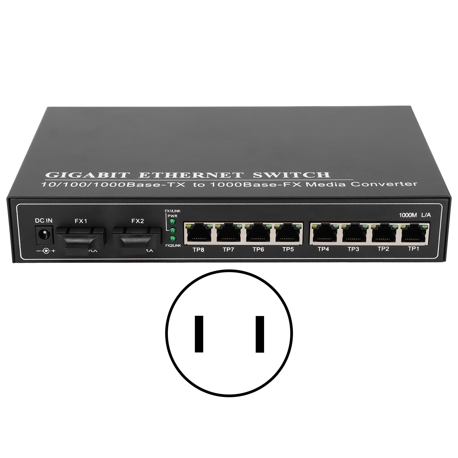 20 Km 1310 Nm Sc Ethernet Glasfaser-medienkonverter, Dual Fiber Single Mode Switch Tbcmc3728ged20, 100-250 V (us-stecker)