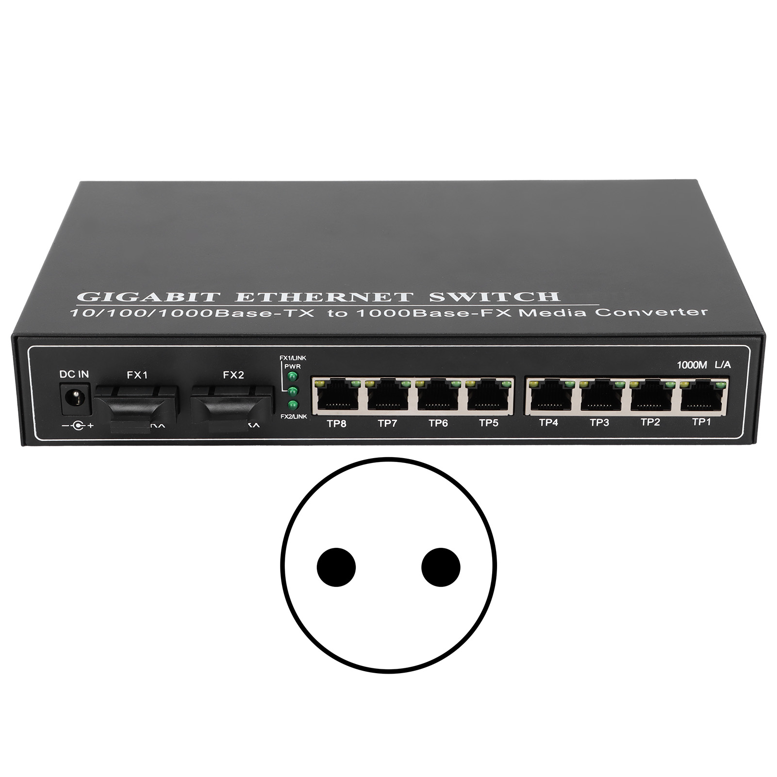 20 Km 1310 Nm Sc Singlemode Glasfaser-medienkonverter, Dual-fiber-ethernet-switch Tbcmc3728ged20, 100–250 V (eu-stecker)