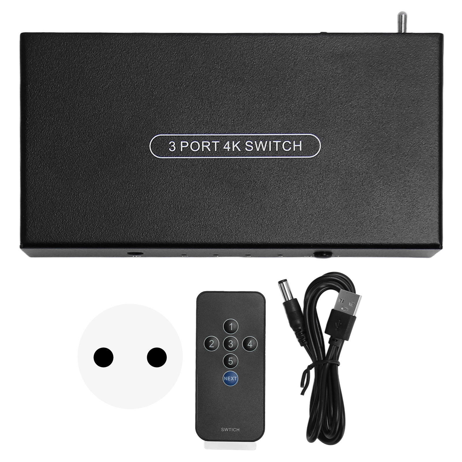 Hdmi 2.0-switch Mit 3 Eingängen Und 1 Ausgang, 4k 60hz, Mit Fernbedienung Für Pc, Spielekonsole, 110–240-v-netzteil, Eu-stecker