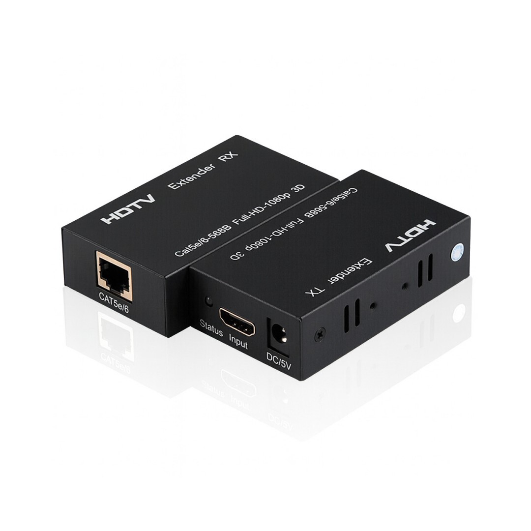 60 M Hdmi-zu-rj45-1080p-verlängerungskabel, Netzwerkfähig Über Cat5e/cat6-kabel Für Ps4, Tv-box, Pc, Laptop (eu-stecker)
