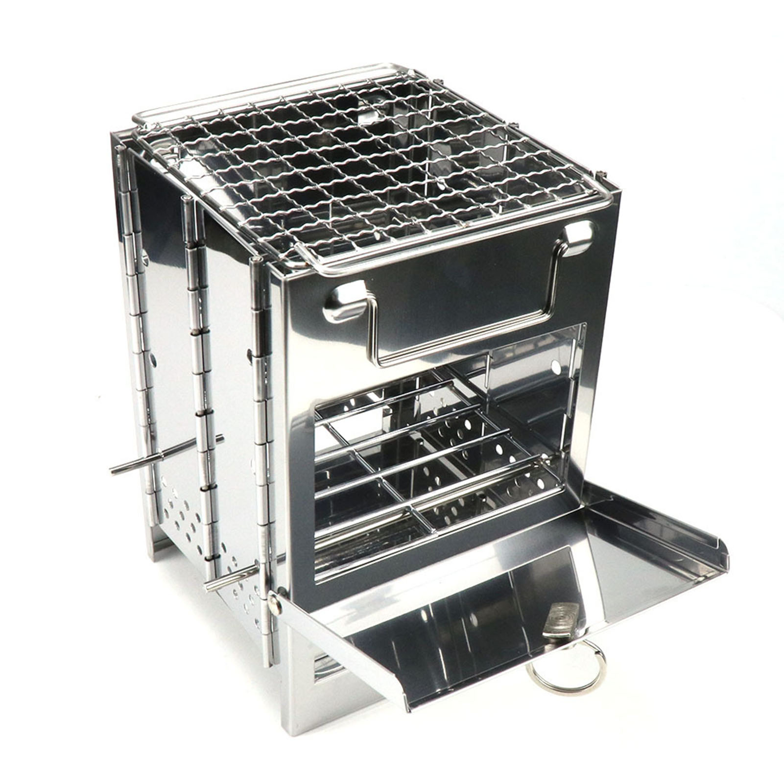 Höhenverstellbarer, Klappbarer Edelstahl-grill – Ideal Zum Kochen Im Freien, Camping Und Picknicks.