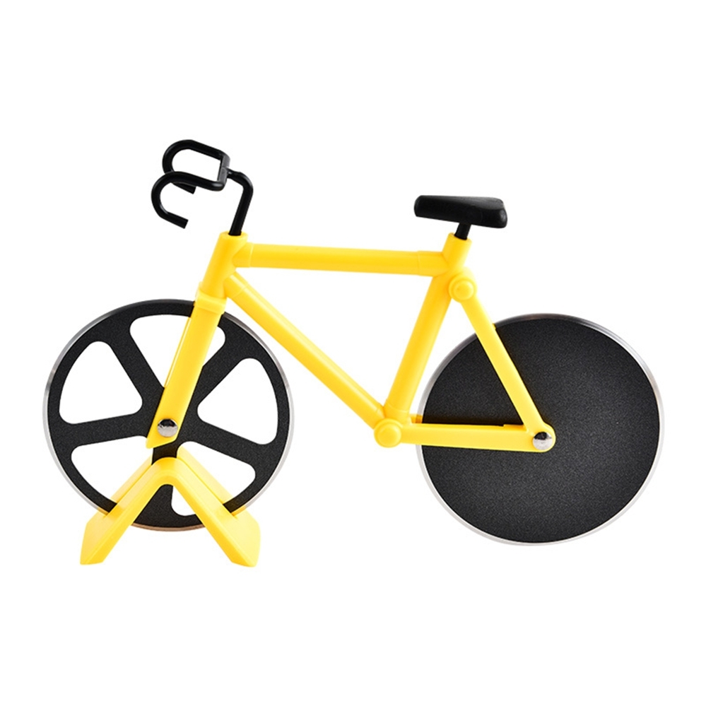 Fahrrad-pizzaschneider, Doppelseitige Edelstahlklinge – Antihaftbeschichtung Mit Ständer, Ideal Für Pizzen Und Brownies