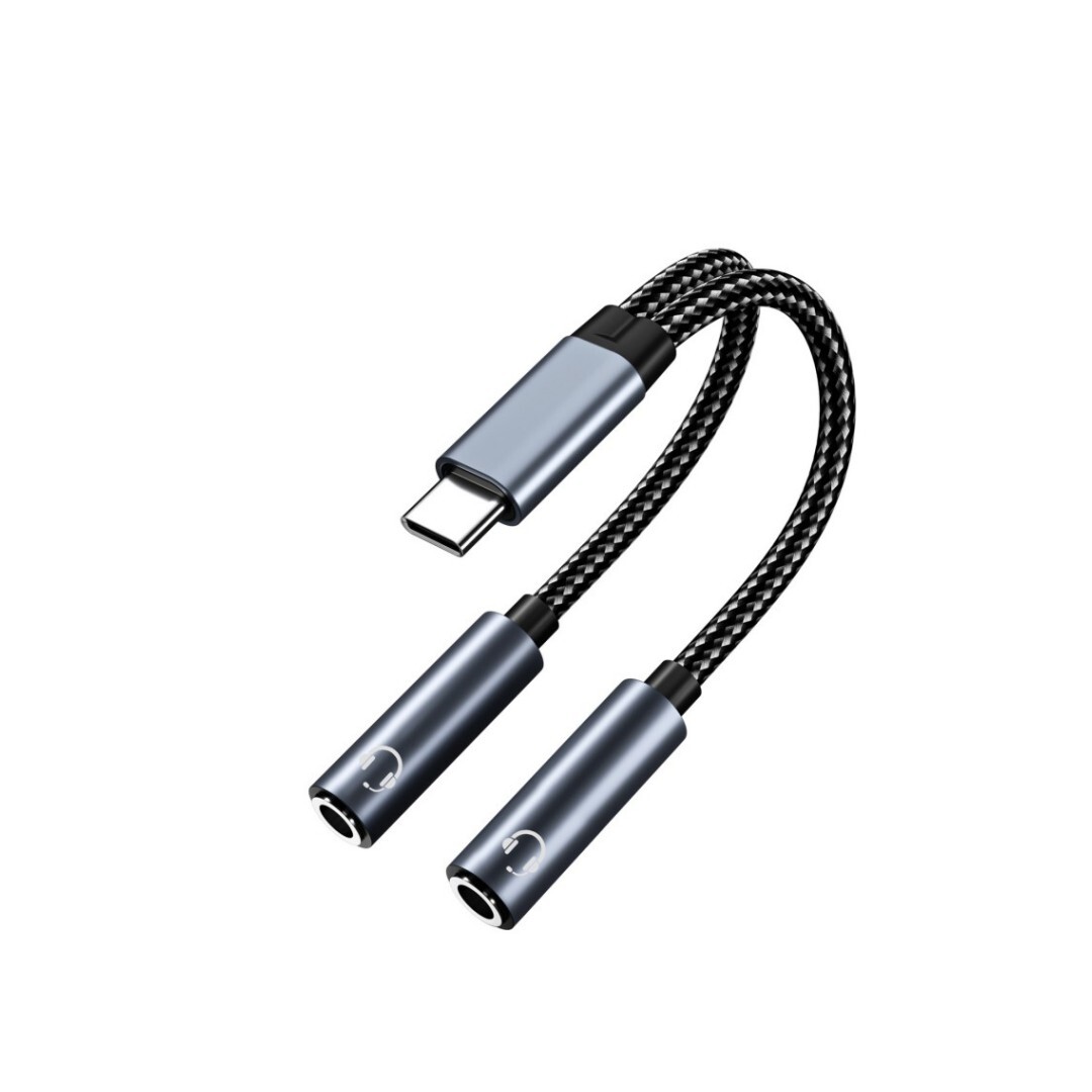 Usb-c Auf Zwei 3,5-mm-klinkenbuchsen-audioadapter, Kopfhörer-splitter Für Zwei Paar Kopfhörer, Typ-c-doppel-audiostecker-konvertierungskabel.