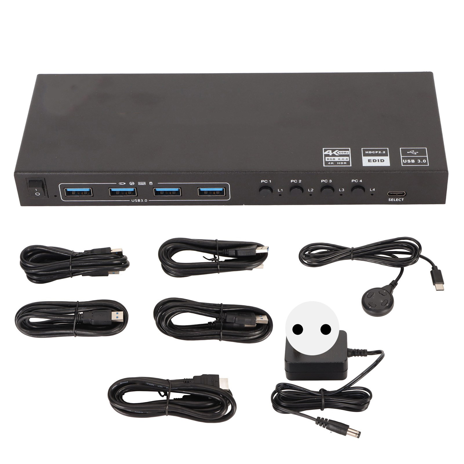 8-port-usb-kvm-switch Mit 4 Usb-3.0-anschlüssen, 18 Gbit/s, 4k 60 Hz, 2k 120 Hz, Hdcp 2.2, Für Tastatur, Maus Und Pc, 100–240 V, Eu-stecker