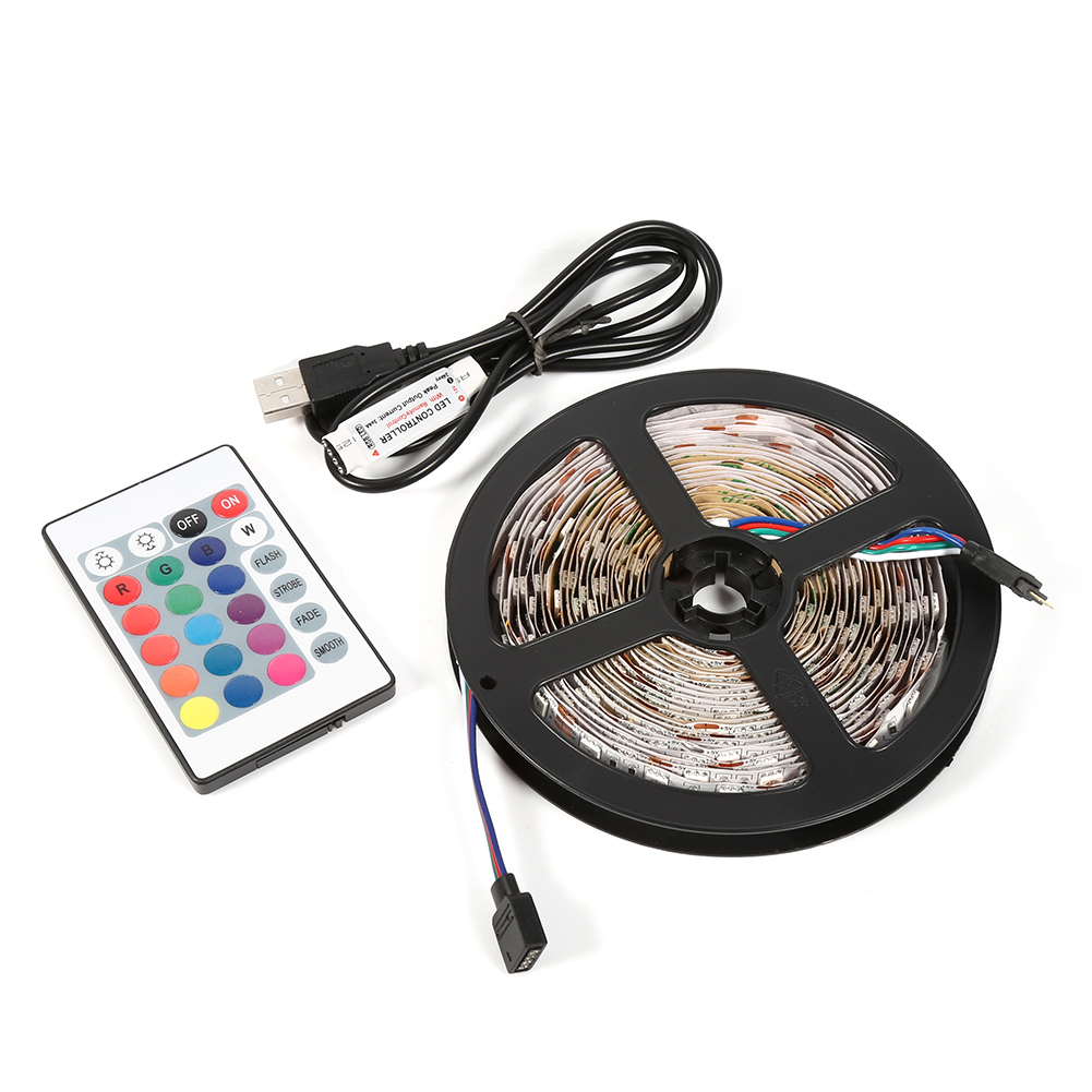 5v 5 Meter 5050 Rgb Usb-led-streifen, 24-tasten-fernbedienung, Tv-ambientebeleuchtung (innenbereich)