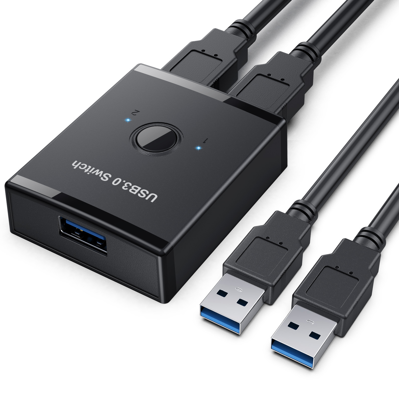 Bidirektionaler Usb 3.0-umschalter, 2-in-1-kvm-umschalter Mit 2,54 Cm Kabel, Zwei Usb-anschlüsse