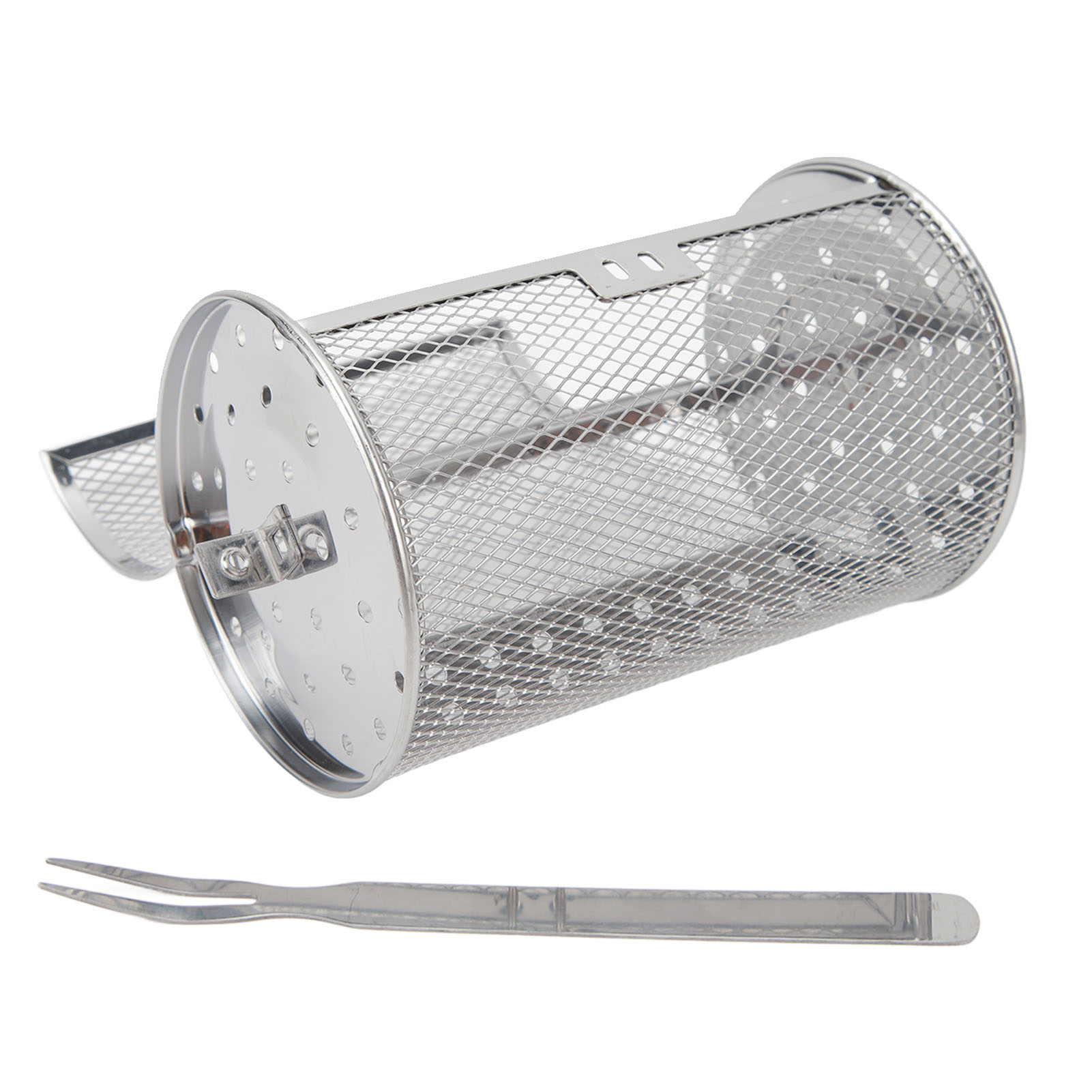 Drehbarer Grillkorb Aus Edelstahl, Zylindrischer Grillrost Aus Drahtgeflecht Für Grillabende, Picknicks Und Camping, 18 Cm Hoch
