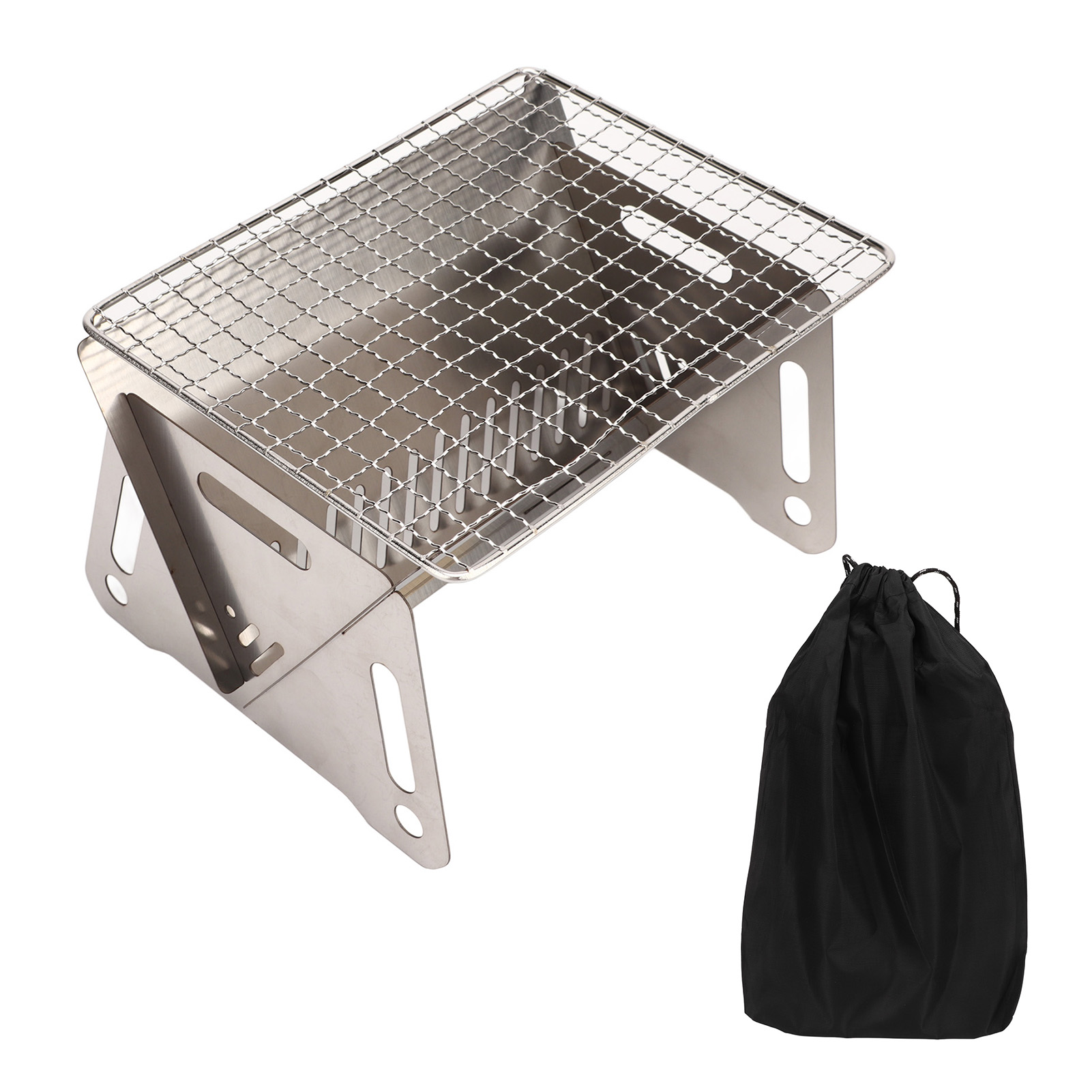 Zusammenklappbarer Campinggrill Aus Edelstahl Mit Belüftungslöchern Für Tragbares Holzkohlegrillen