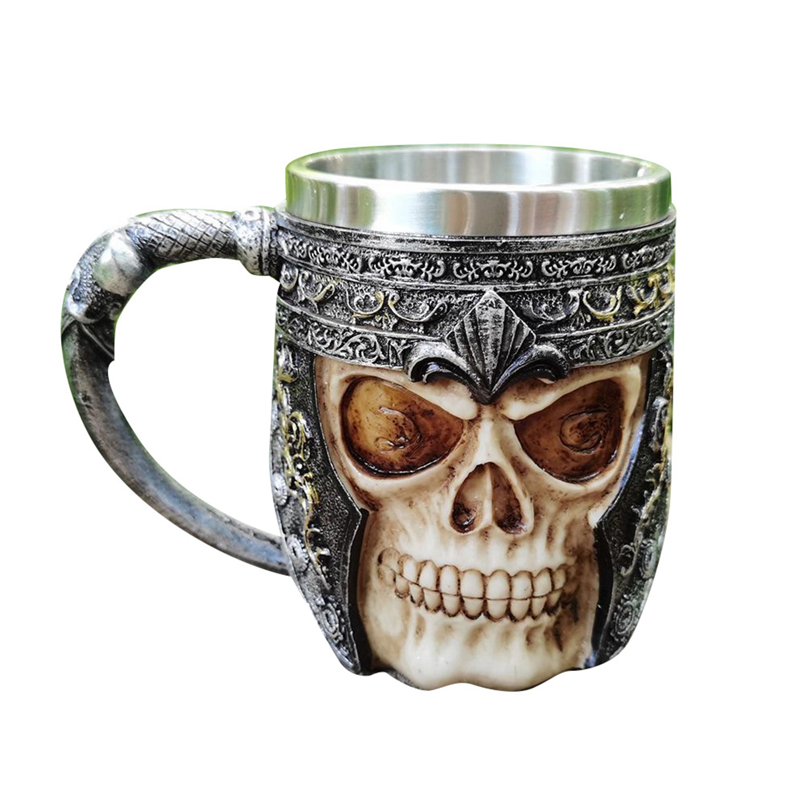 Totenkopf-bierkrug, 2-lagig, Strapazierfähig, Elegantes Skelett-design, Edelstahl, 550 Ml