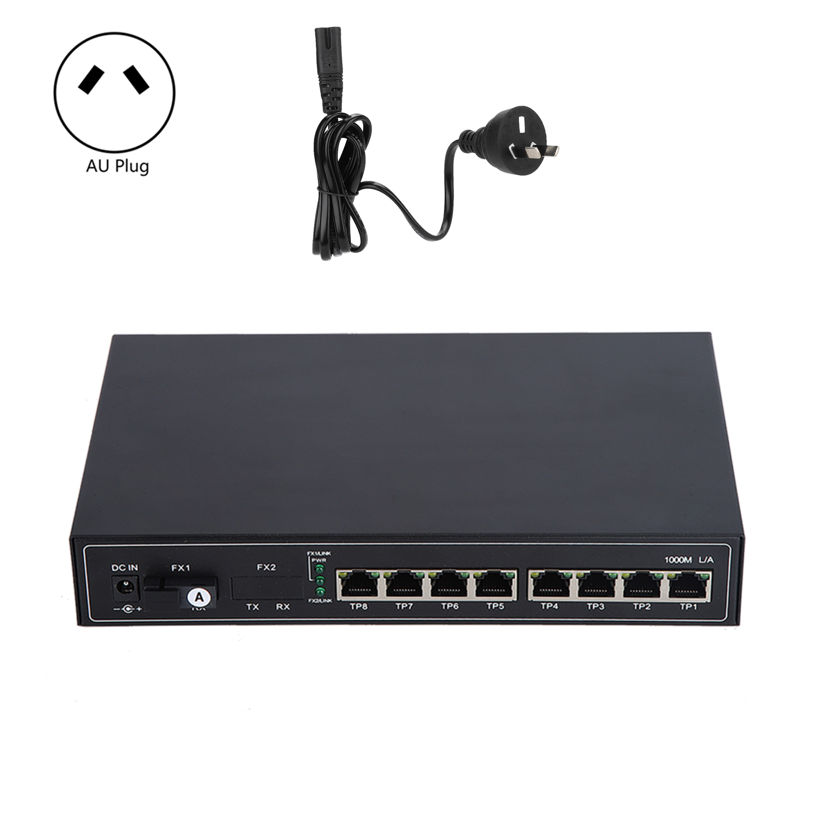 Gigabit-glasfaser-switch 1 Optisch 8 Elektrisch Singlemode-glasfaser-medienkonverter 100–250 Vau