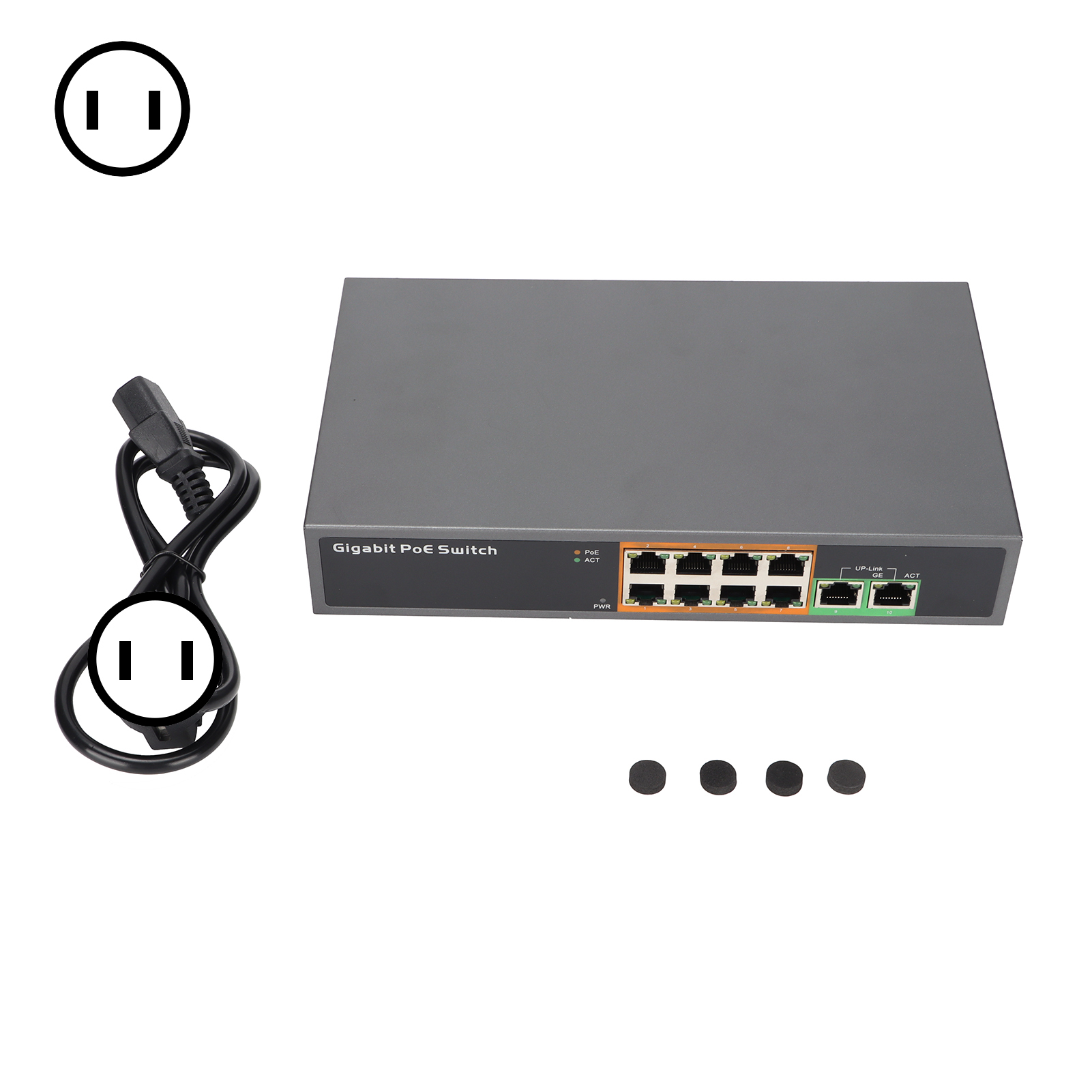 8-port 802.3at/af Gigabit Poe Switch 100-250v Mit Us-stecker - Pse1008g