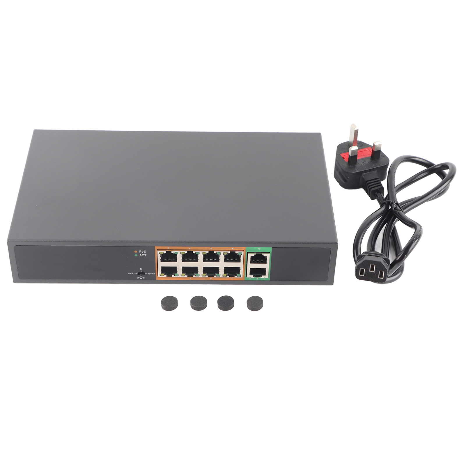 Pse1008g 8-port Gigabit Poe-switch, Ieee802.3 At/af-standard, 100–250-v-netzteil Mit Uk-stecker