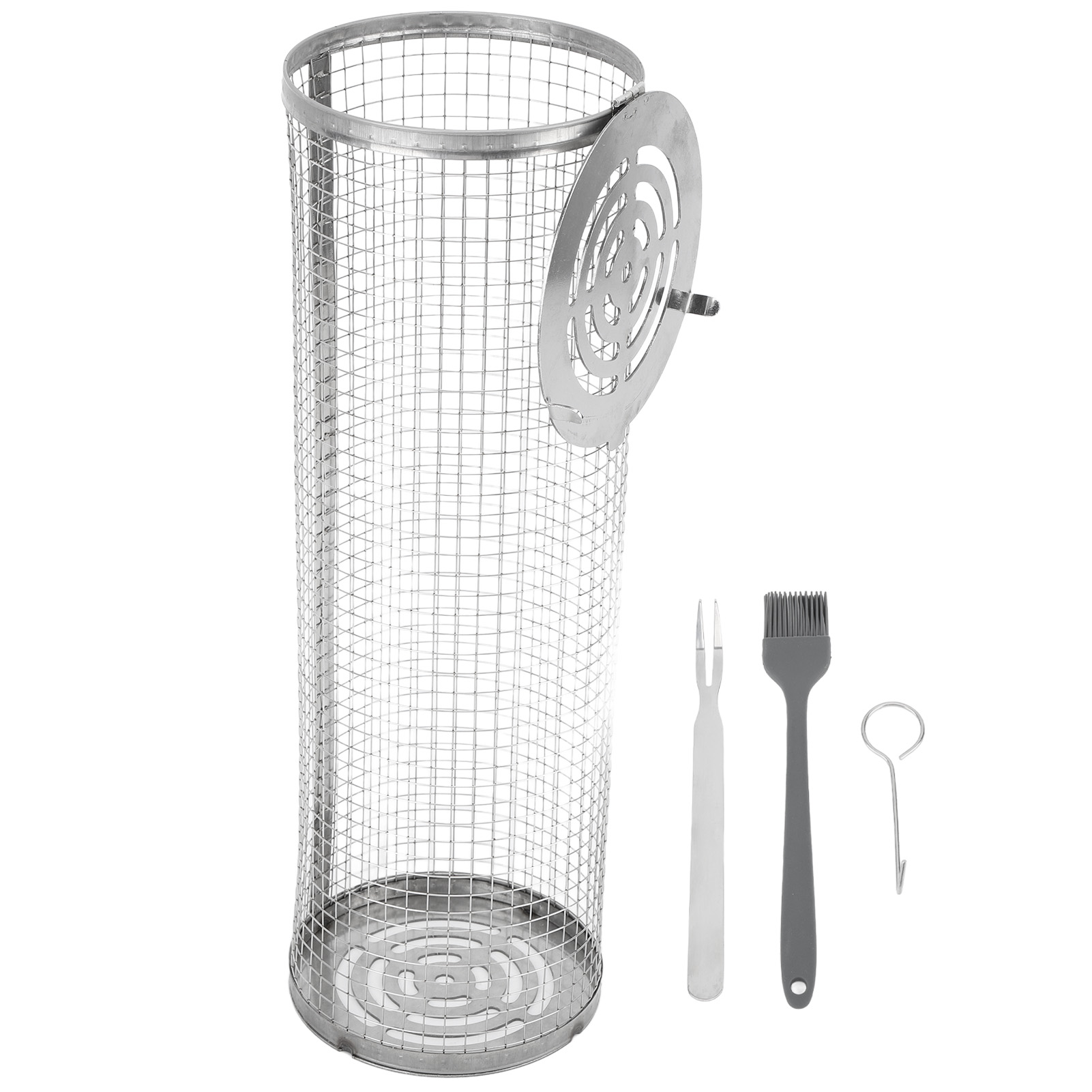 Runder Grillkorb Aus Edelstahl, Hitzebeständig, Antihaftbeschichtet Und Wiederverwendbar, 31 Cm Durchmesser