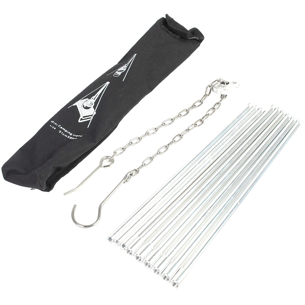 Tragbarer, Faltbarer Campinggrill Aus Metall Mit Dreibein Für Das Grillen Im Freien