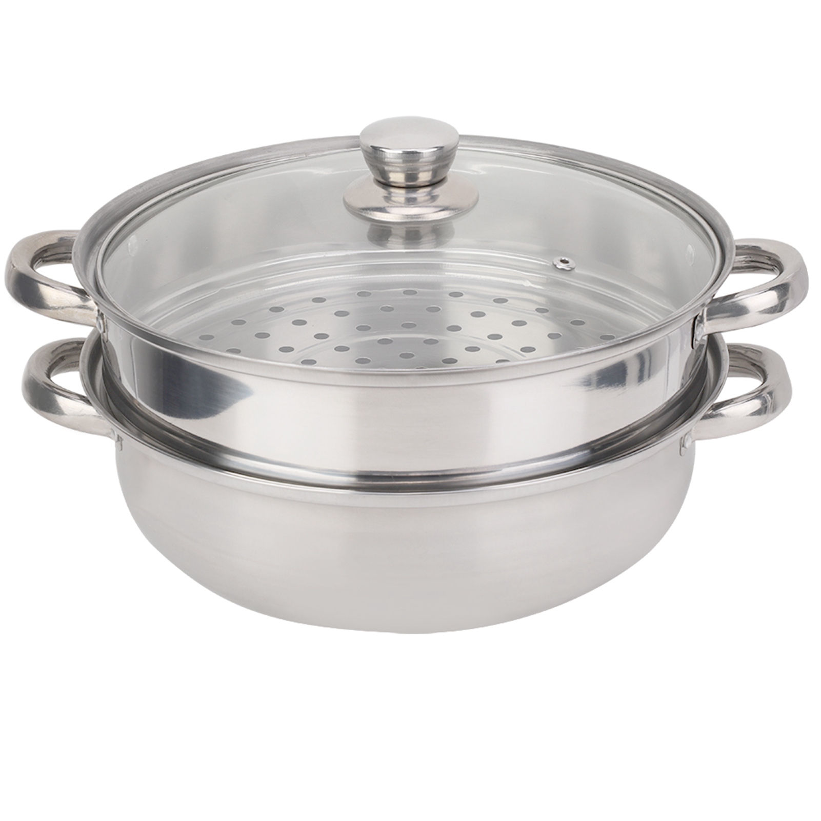 27 Cm Großer Edelstahl-dampfgarer Mit Doppelwand Und Deckel, Ideal Zum Dämpfen, Für Suppen Und Zum Kochen Im Wasserbad.