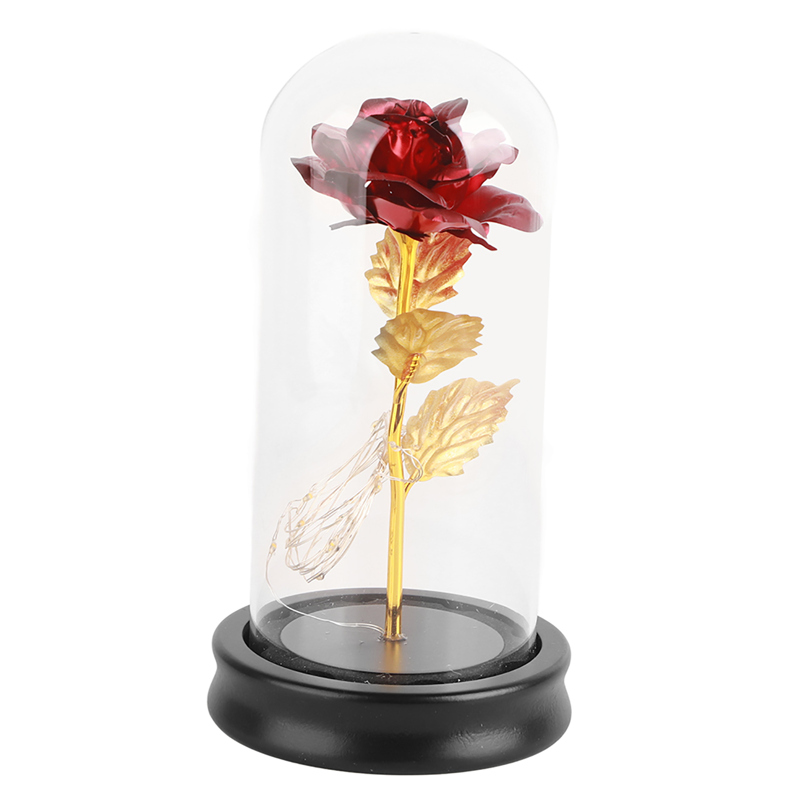 Roségoldene Led-lampe Mit Glasfuß – Geschenkidee Zum Valentinstag Und Zur Hochzeit