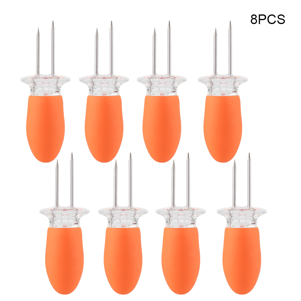 Sets (8 Stück) Edelstahl-maisgabeln Für Den Grill (orange)