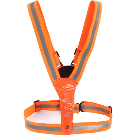 Reflektierende Led-sicherheitsweste Zum Laufen – 3 Leuchtmodi, 360°-schutz – Orange/rot
