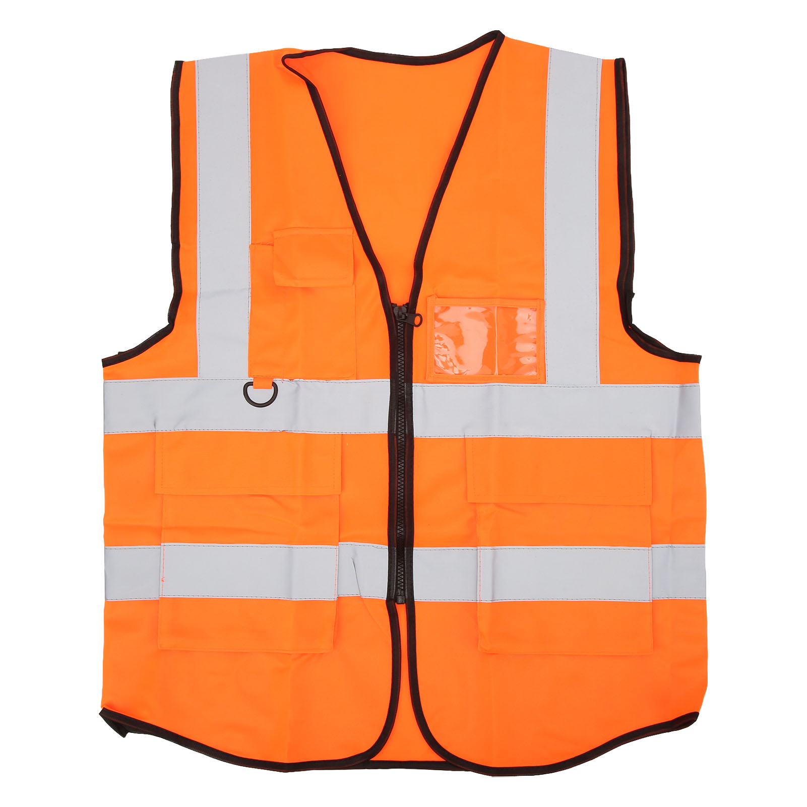 Gut Sichtbare Orangefarbene Sicherheitsjacke, Wasserdicht, Mit Reißverschluss Und Mehreren Taschen Für Profis.