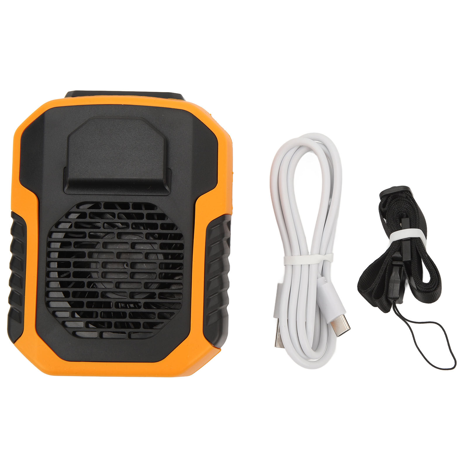 Mini-usb-wiederaufladbarer, Tragbarer Gürtelventilator Mit Kabel Für Wanderungen, Orangefarbene Kühlung