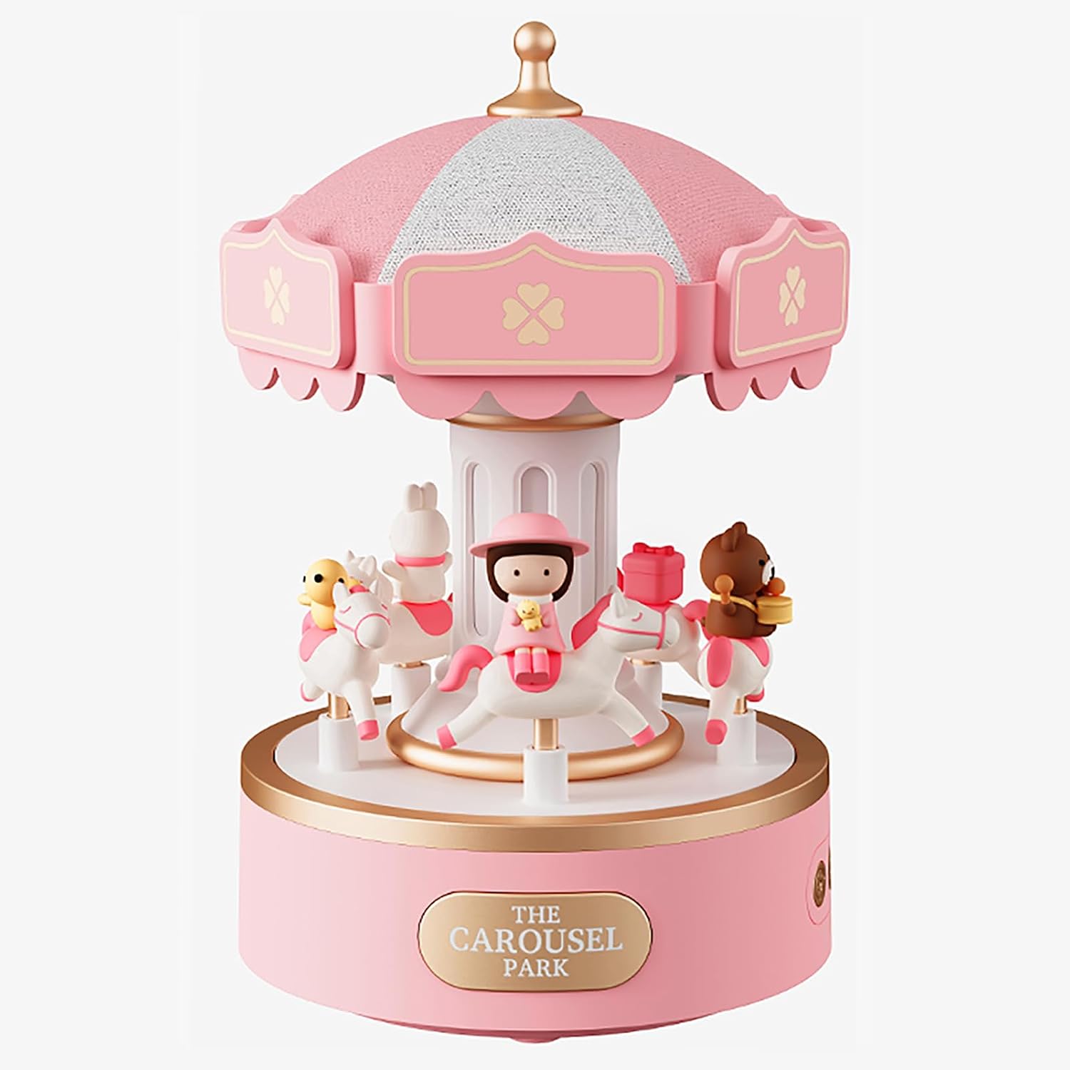 Niedliches Karussell-nachtlicht Mit Bluetooth-lautsprecher, Einstellbarem Warmen Licht, Wiederaufladbare Dekorative Schreibtischlampe, Geschenk Für Kinder Und Mädchen (pink-hp Bluetooth)
