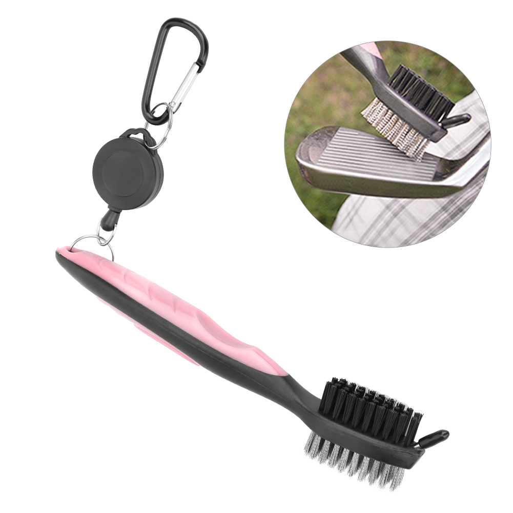 Multifunktionale Reinigungsbürste Für Golfschläger, Nylon- Und Stahlborsten, Effektives Reinigungswerkzeug – Pink