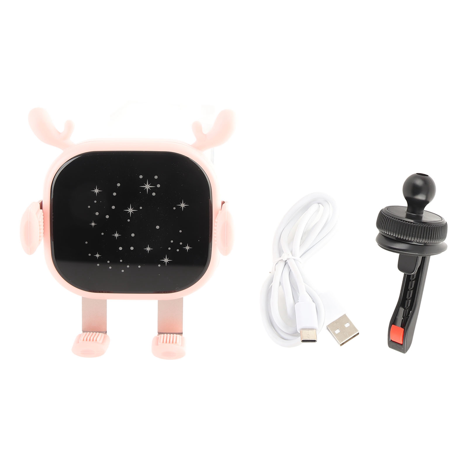 Kabellose 2-in-1-autohalterung Für Mobiltelefone, 15-w-schnellladefunktion Mit Farbiger Ambientebeleuchtung Und Saugnapfbefestigung, Pink