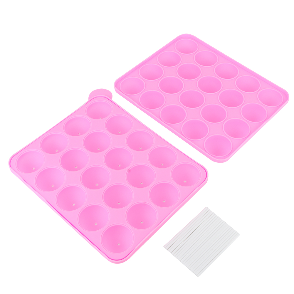 Silikonform Für 20 Runde Bonbons, Diy-kuchen- Und Schokoladenform, Rosa Backzubehör Für Lutscher