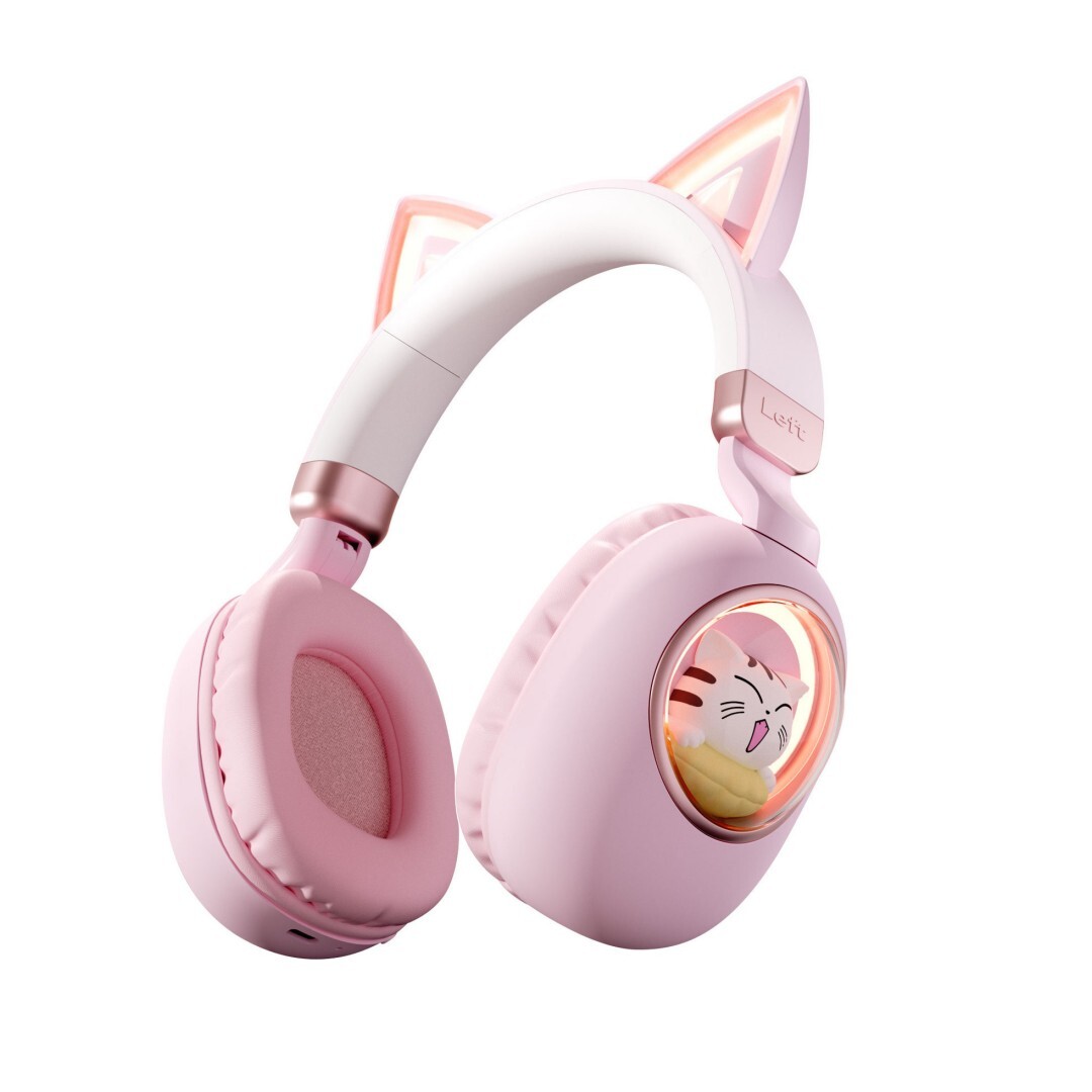Bluetooth-kopfhörer Mit Rosa Katzenohren Für Kinder, Kabellose Kopfhörer Für Mädchen, Schulkopfhörer Für Kindergarten Und Spiel