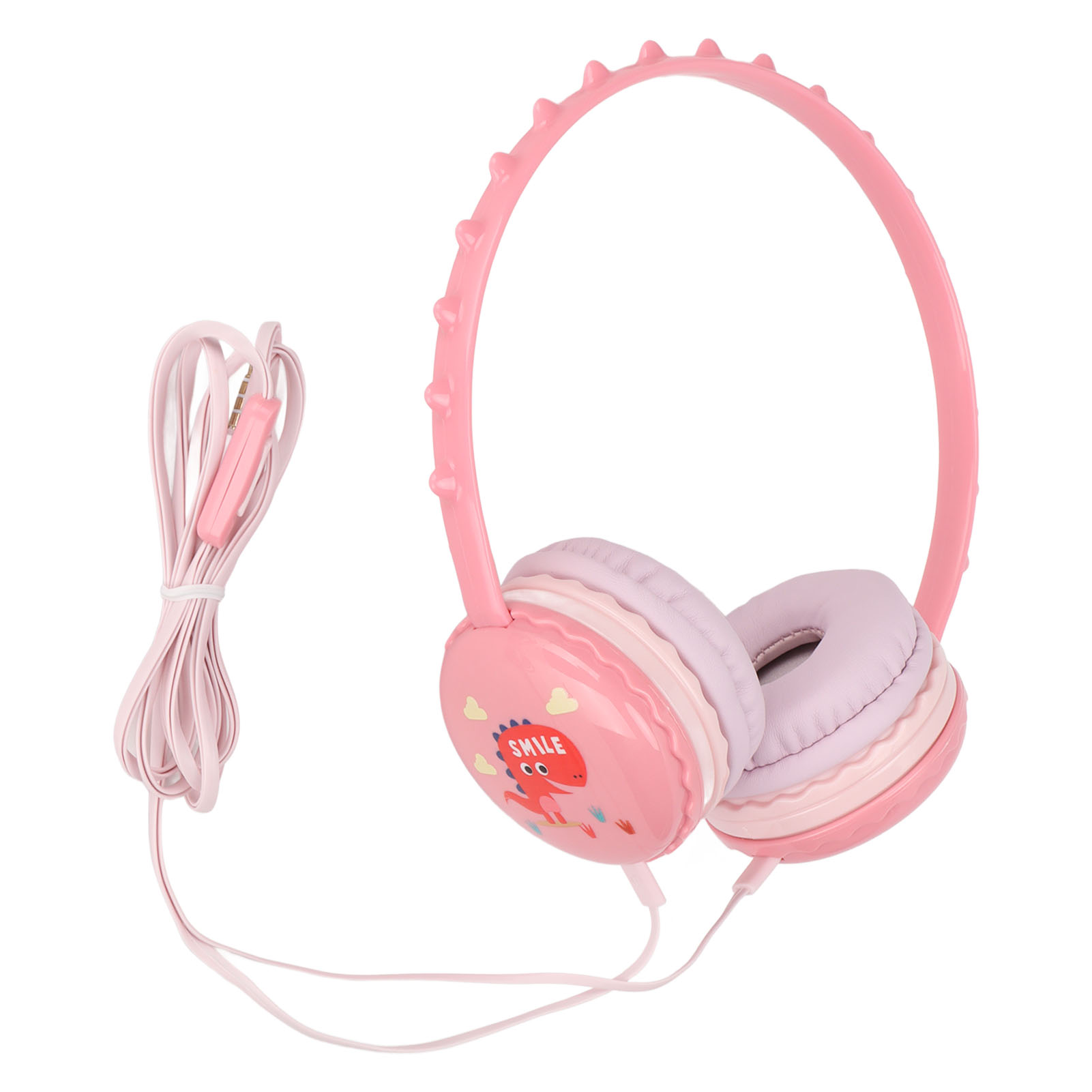 Niedliches Dinosaurier-kinder-headset Mit Mikrofon, 3,5-mm-klinkenstecker Und Verstellbarem Kopfbügel – Rosa