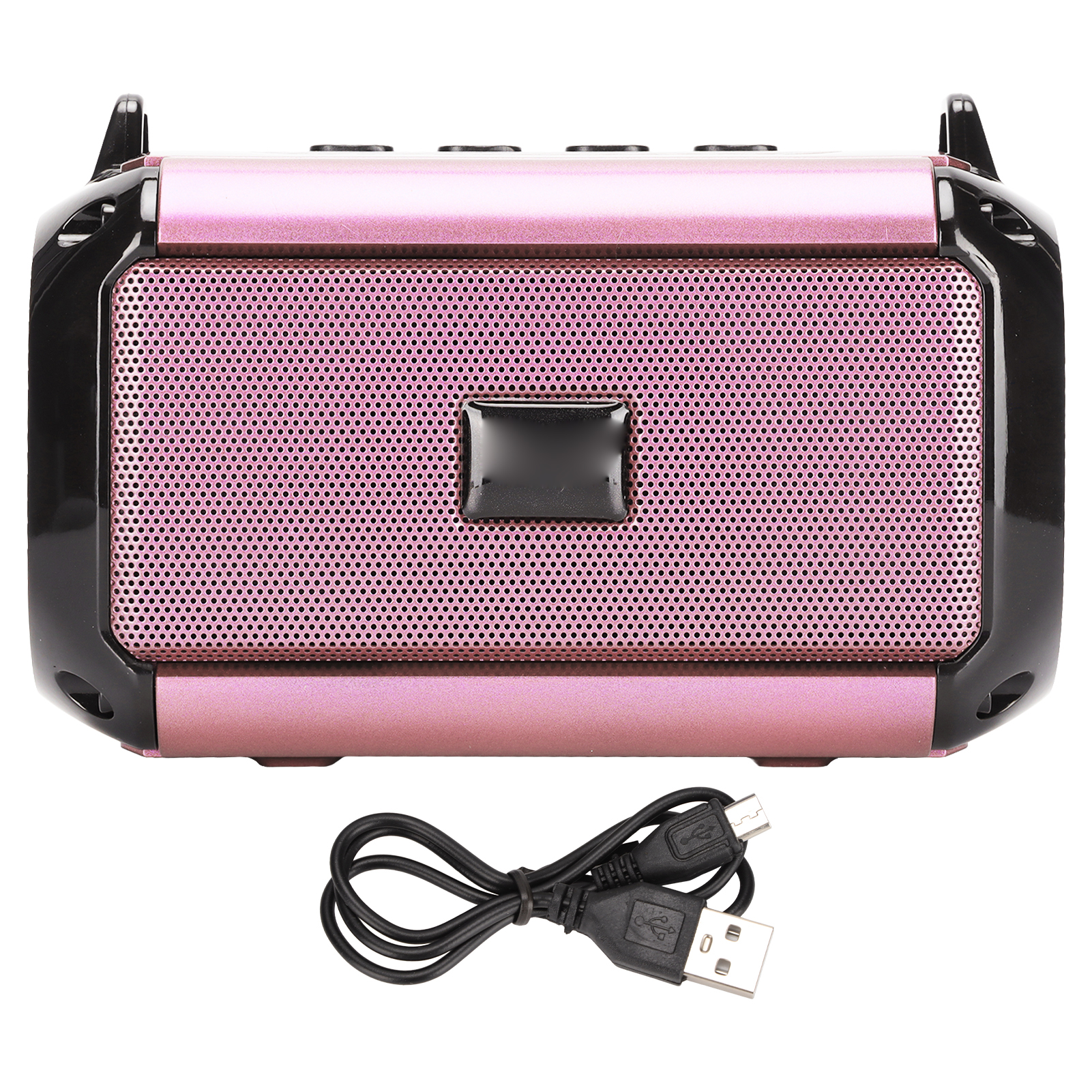 Tragbarer 360°-stereo-bluetooth-lautsprecher Mit Geräuschunterdrückung Und Ladekabel – Pink