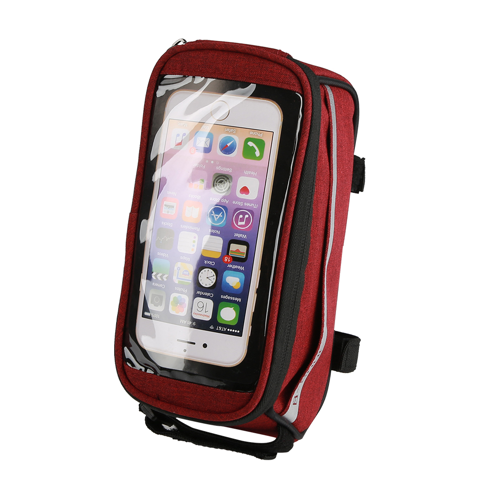 Fahrradlenkertasche Mit Klettverschluss Für Handy, Rahmentasche Vorne (rot)