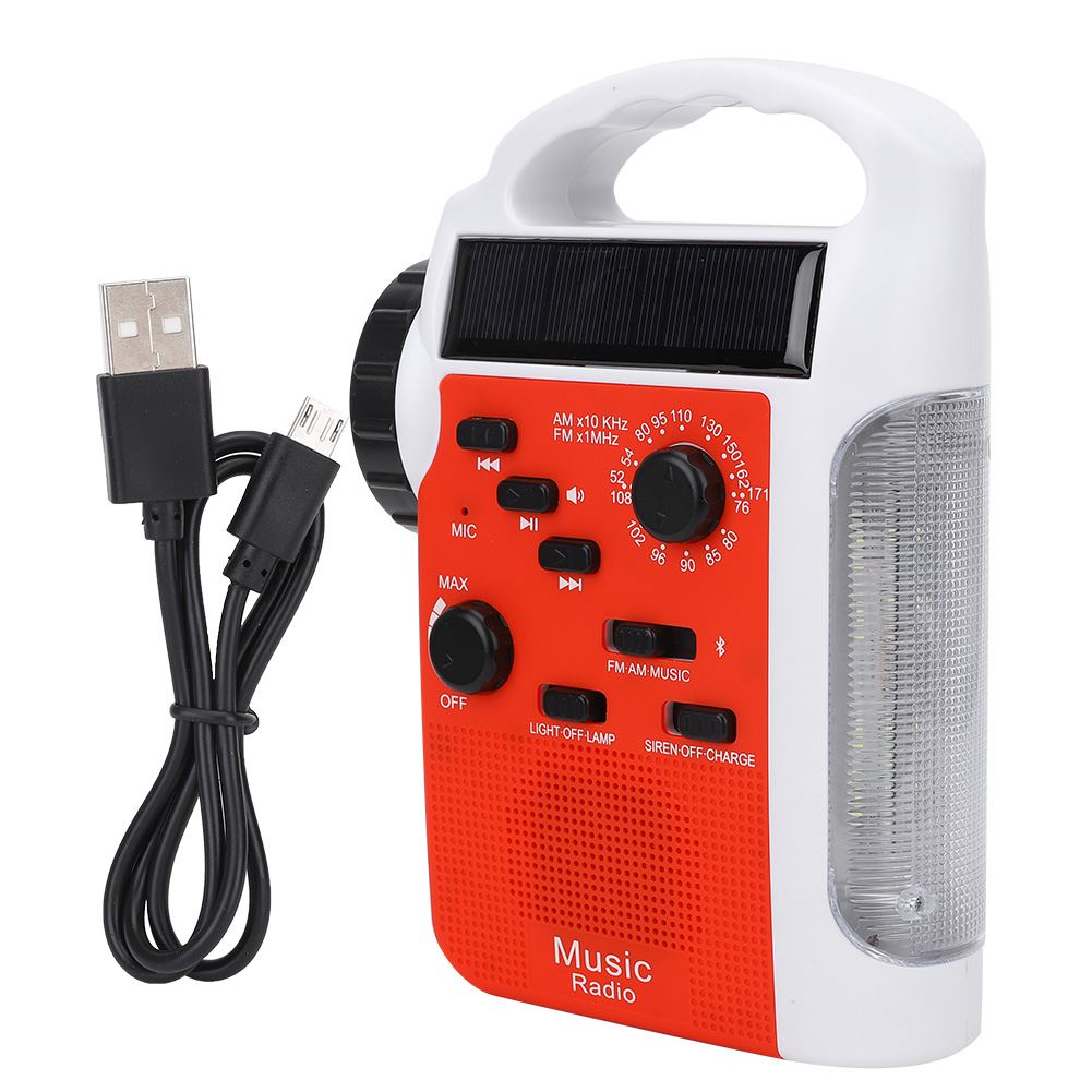 Solarbetriebenes, Handkurbelbetriebenes Überlebensradio Mit Taschenlampe, Tragbarem Ladegerät Und Fm/am-notfallalarm (rot)