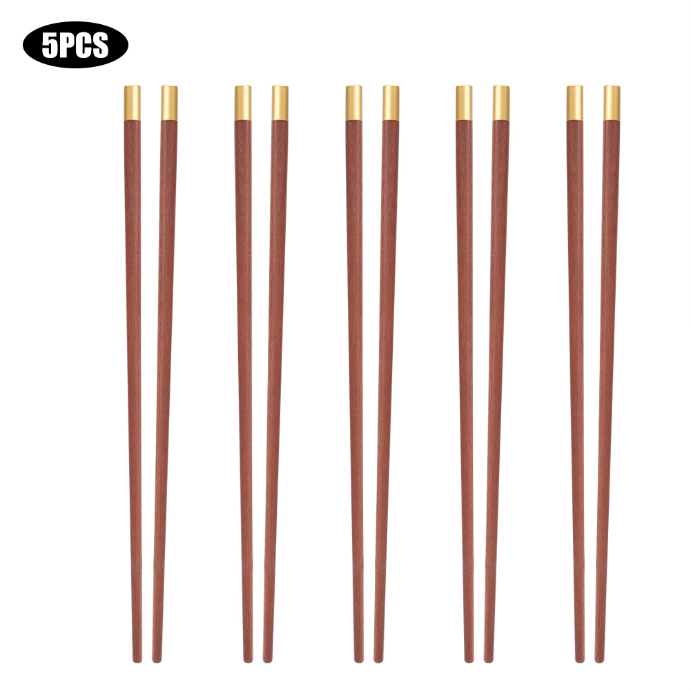 Set Mit 5 Paar Wiederverwendbaren Essstäbchen Aus Rotem Sandelholz – 25 Cm – Hochwertiges Küchengeschenk