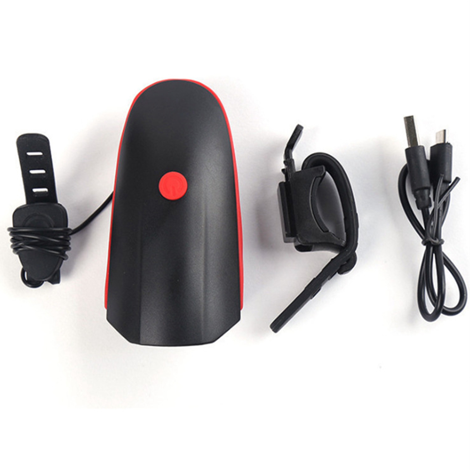 Wiederaufladbares Usb-fahrradlicht- Und Hupen-set – Kombiniertes Vorder- Und Rücklicht Für Fahrräder, Rot