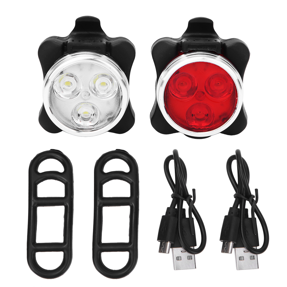 Wiederaufladbare Led-sicherheitsleuchte Per Usb Für Fahrräder, Vorne Und Hinten, 650 Ma (rot/weißes Set)