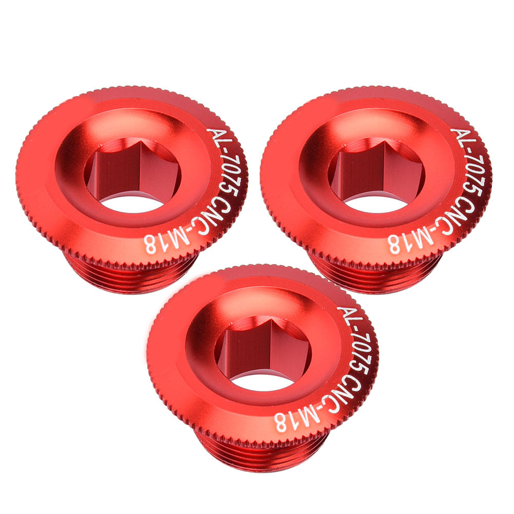 3-teiliges Set Fahrradkurbelabdeckungen Aus Aluminiumlegierung, 18 Mm, Schraubenachse, Fahrradzubehör (rot)