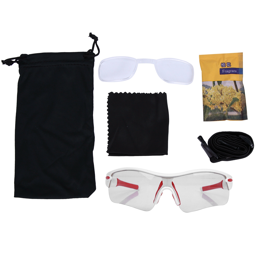 Strapazierfähige, Polarisierte Outdoor-sportsonnenbrille Mit Uv-schutz, Windschutz Und Weiß-roten Photochromen Gläsern.