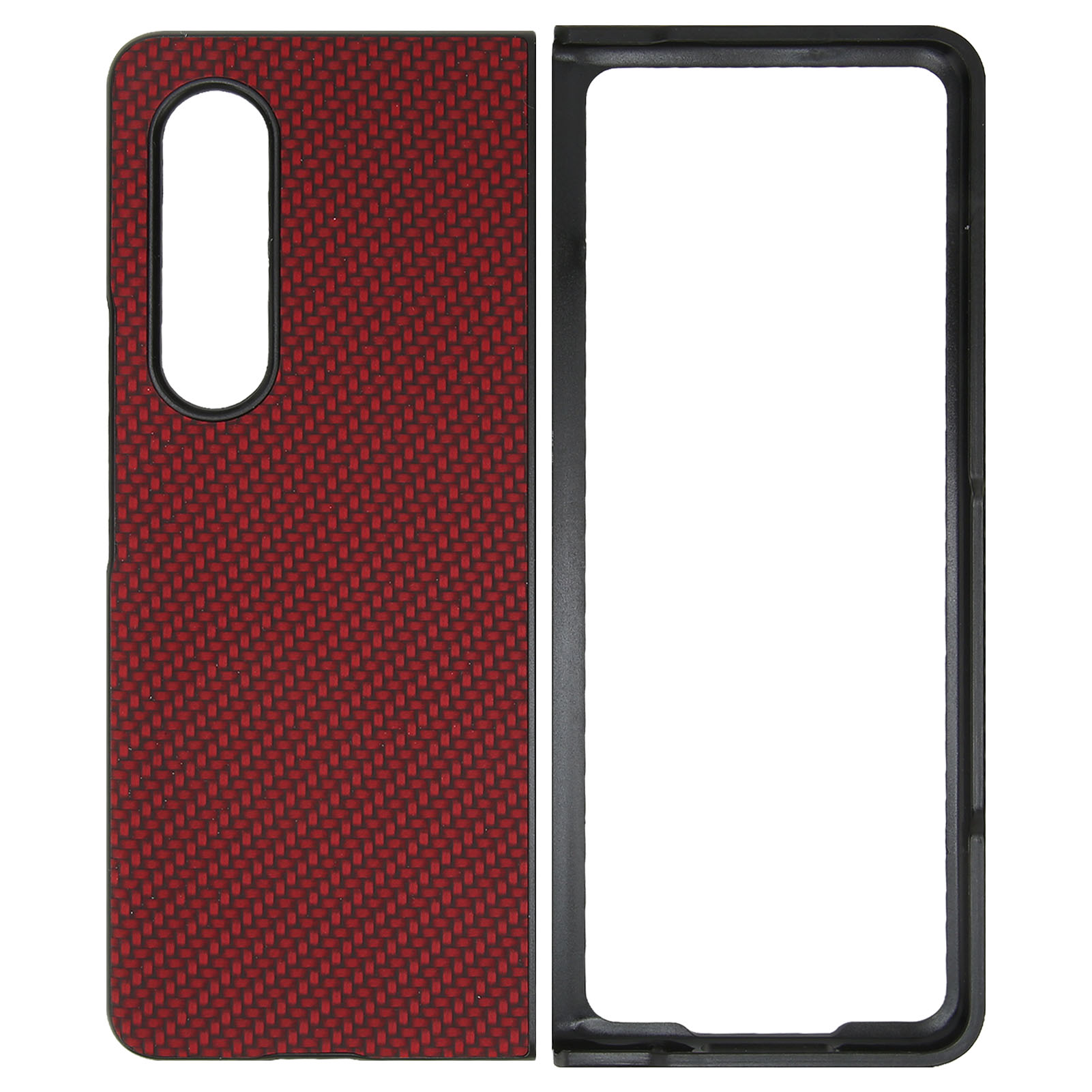Faltbare Hülle Mit Roter Carbonfaser-textur Für Galaxy Z Fold 3 – Stoßfeste Hülle
