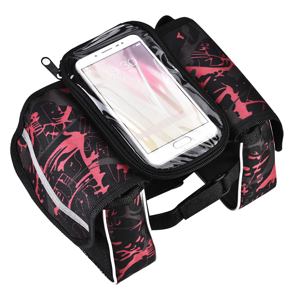 Wasserdichte Fahrradlenkertasche, Touchscreen-handytasche, Fahrradzubehör (rot)