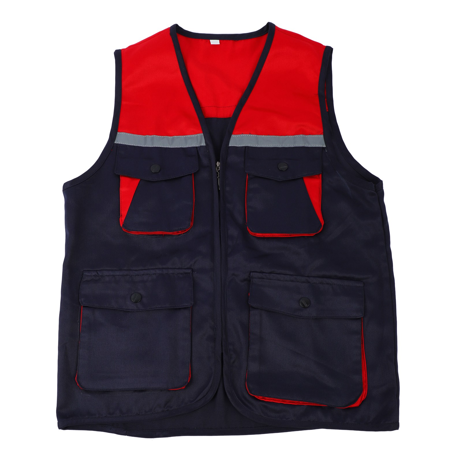 Hochsichtbare Sicherheitsjacke Mit Reflektierenden Streifen, 4 Taschen Und Frontreißverschluss, Blau-violett Und Rot, Größe Xxl.