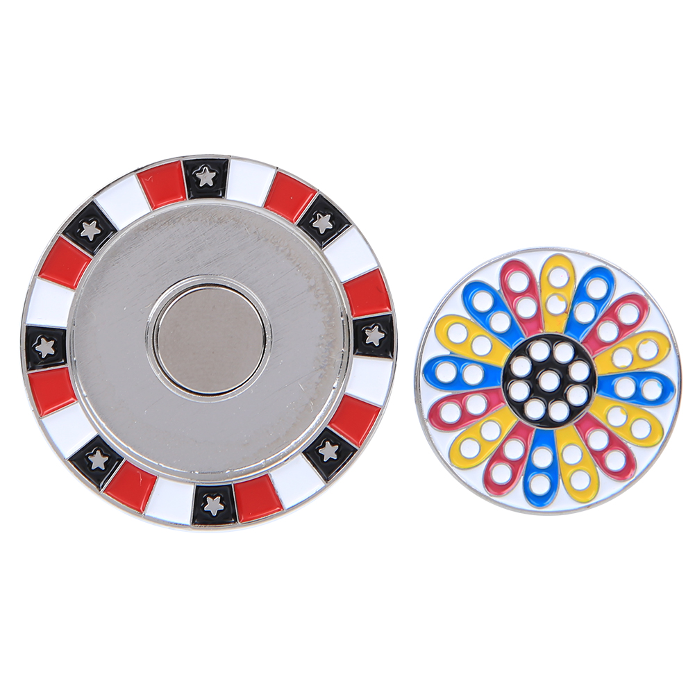 Leichter Magnetischer Golfballmarker Aus Zinklegierung, Kappenclip, Geschenkaccessoire – Rot/blumenmuster