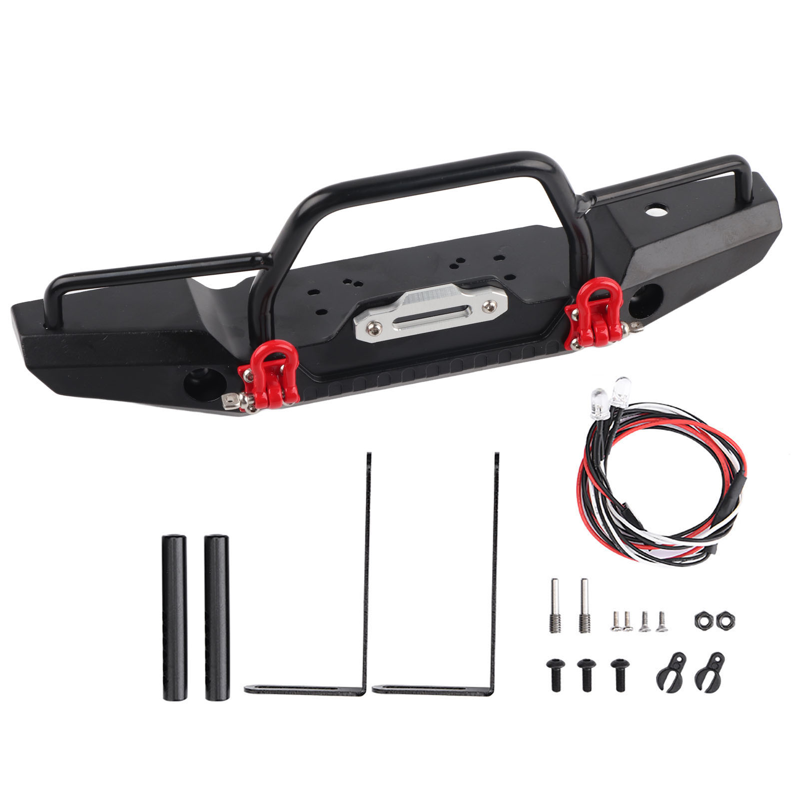 Frontstoßstange Aus Metall Mit Led Für Trx-4 Und Scx10ii 90046, 1/10 Rc Crawler (flach)