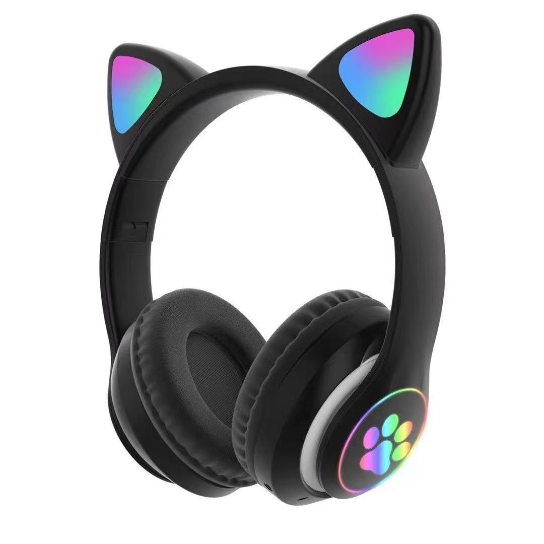 Kabellose Bluetooth-kopfhörer Für Kinder Mit Mikrofon, Katzenohr-kopfhörer Für Mädchen Und Frauen, Ideal Für Schule Und Teenager (schwarz)