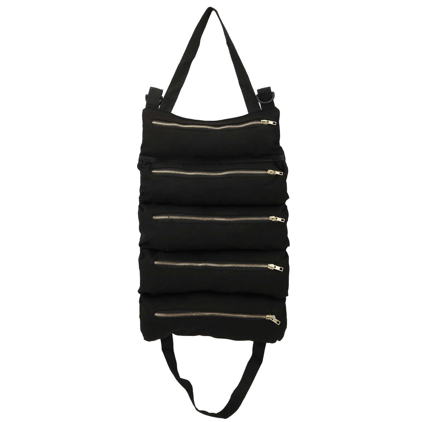 Multifunktionale Werkzeugtasche Aus Canvas Mit 5 Reißverschlusstaschen – Schwarz